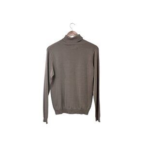 Vintage Linea By Louis DellOlio Women's 100% Silk Taupe Turtleneck Sweater Size